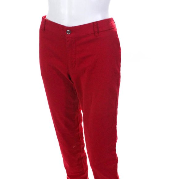 NEW Les Canebiers Straight Trousers Red Size Large - Picture 3 of 9